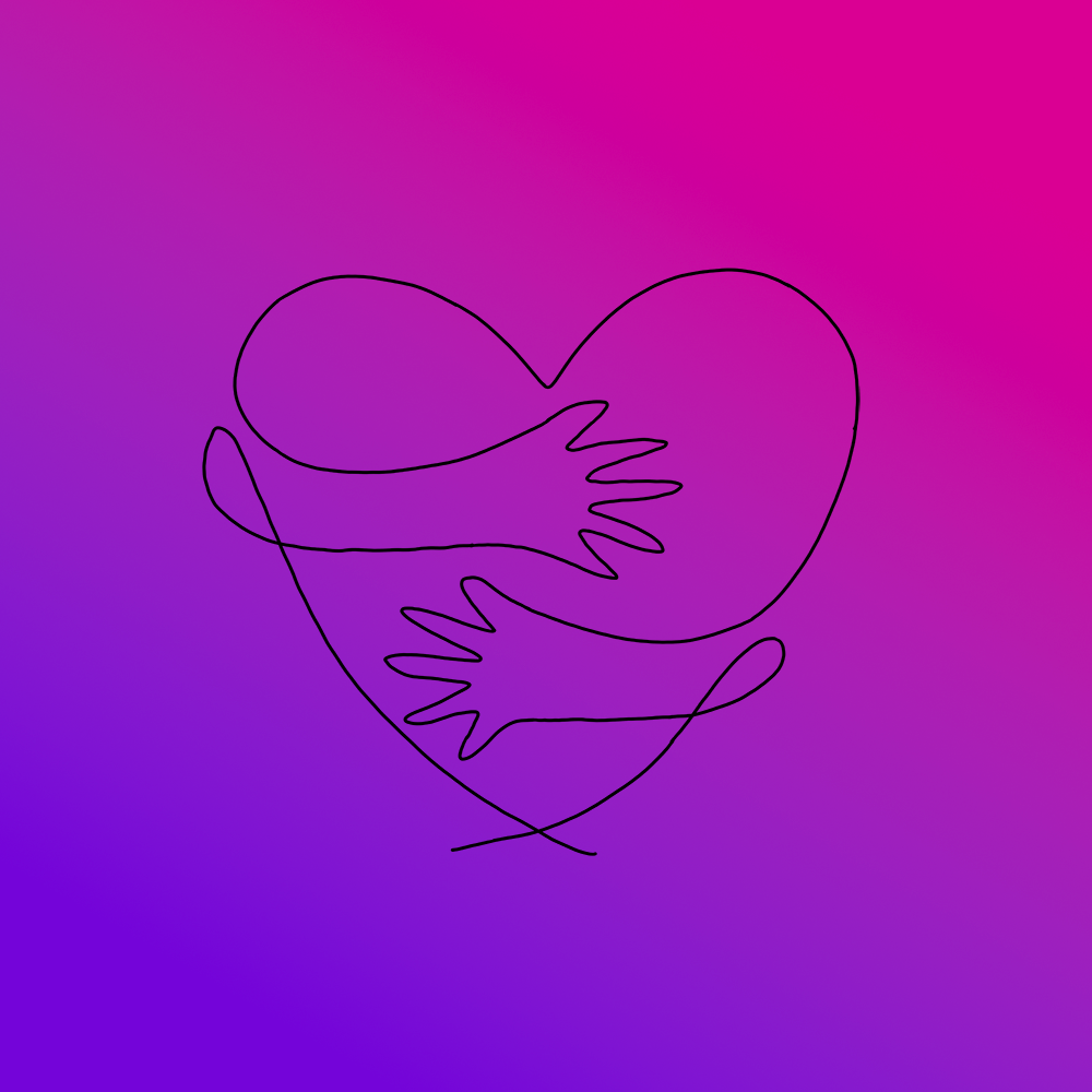 Heart hugged by two hands